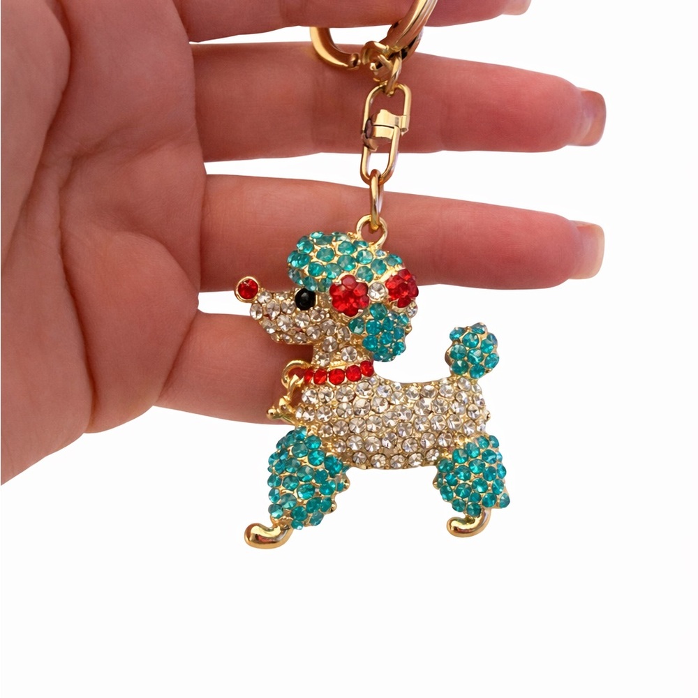 Poodle Rhinestone Key Chain/Bag Charm - Picture 2 of 3